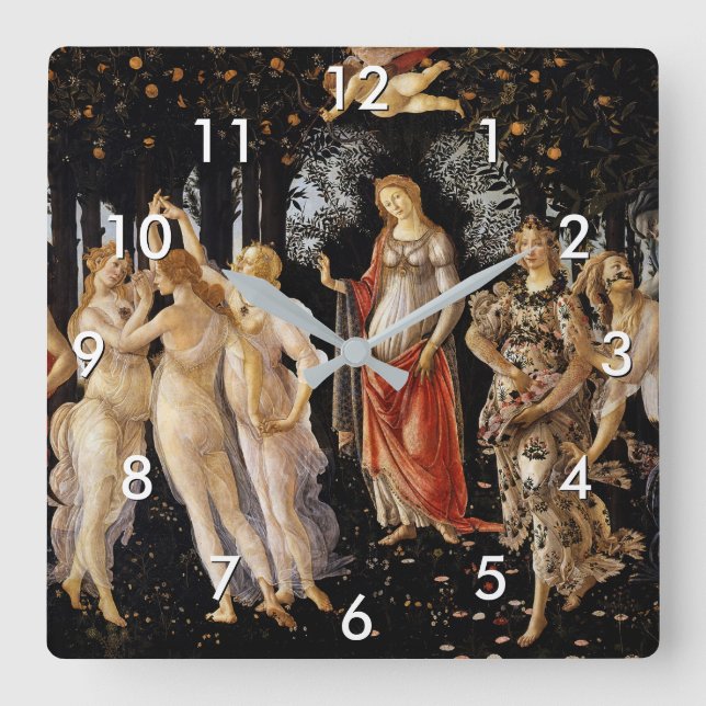Sandro Botticelli - La Primavera Square Wall Clock (Front)