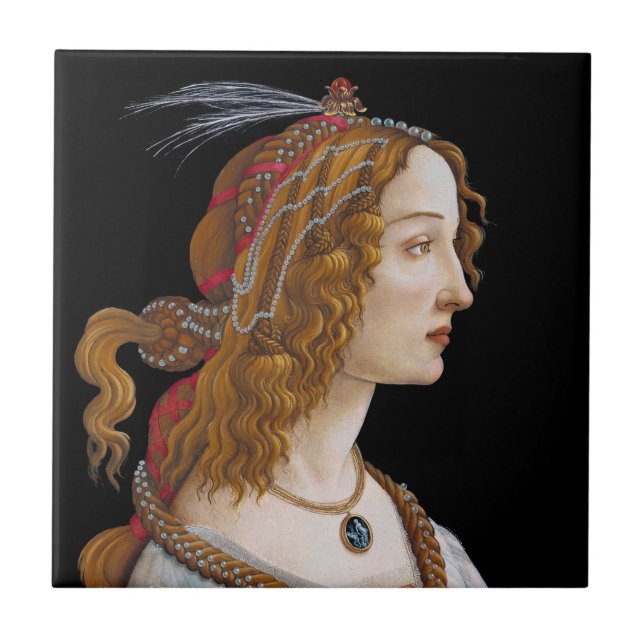 Sandro Botticelli - Portrait of Simonetta Vespucci Ceramic Tile (Front)