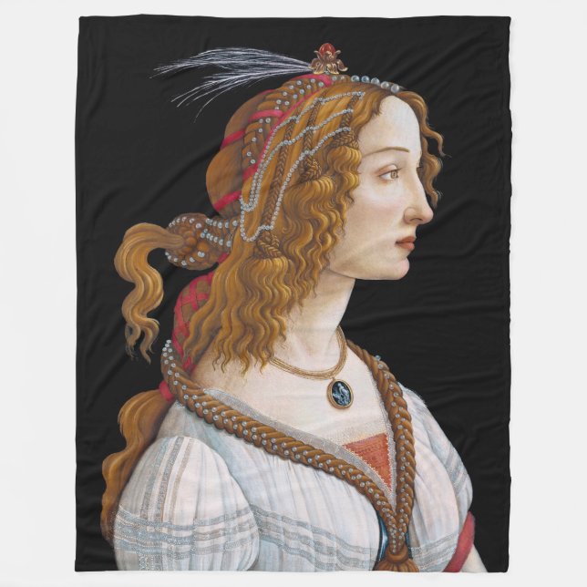 Sandro Botticelli - Portrait of Simonetta Vespucci Fleece Blanket (Front)