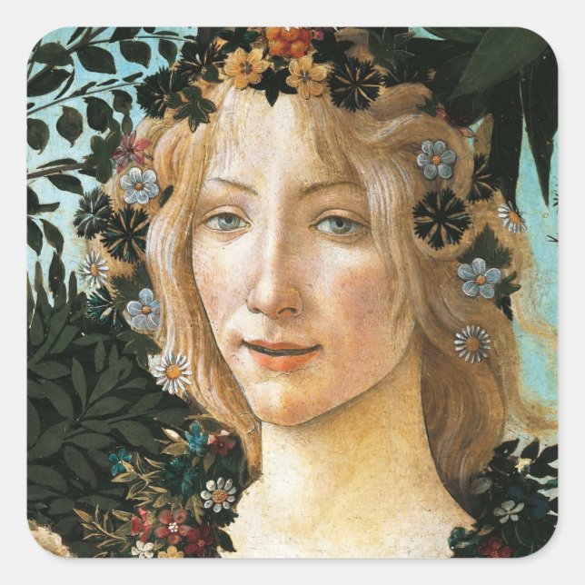 Sandro Botticelli "Primavera - Flora" Square Stick Sticker (Front)