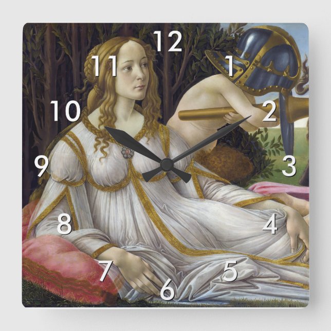 Sandro Botticelli - Venus and Mars, left side Square Wall Clock (Front)