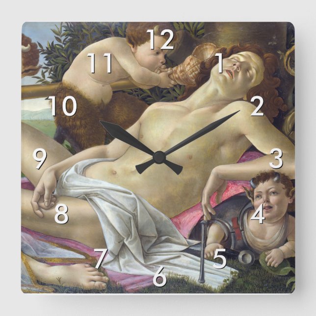 Sandro Botticelli - Venus and Mars, right side Square Wall Clock (Front)