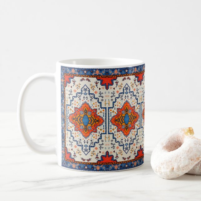 Sands of Time: Heritage Boho Moroccan Art Coffee Mug (With Donut)
