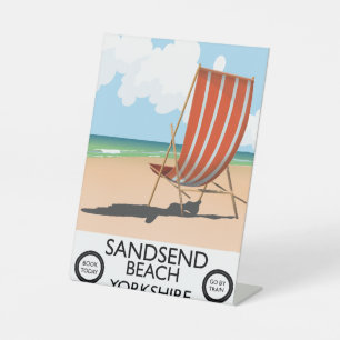 Sandsend Beach yorkshire Beach poster Pedestal Sign
