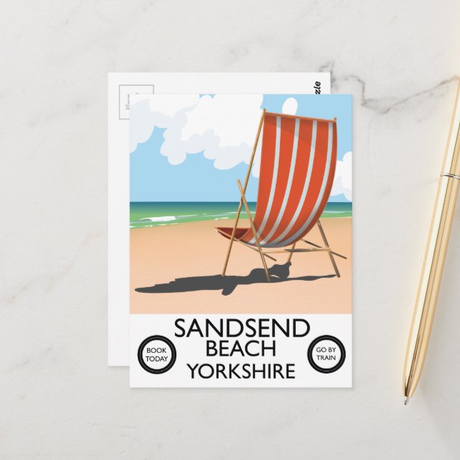 Sandsend Beach yorkshire Beach poster Postcard (Front/Back In Situ)