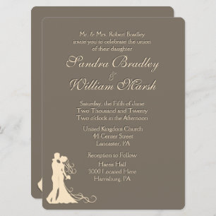 Sandstone Brown and Cream Wedding Invitation