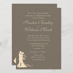 Sandstone Brown and Cream Wedding Invitation