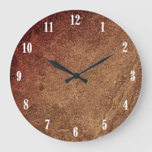 Sandstone Brown Design White Numbers Large Clock