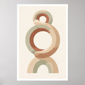 Sandstone Circles Sage Terracotta Abstract Poster
