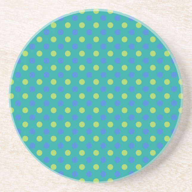 Sandstone Coaster: Blue Moons Polka Dots Pattern Coaster (Front)
