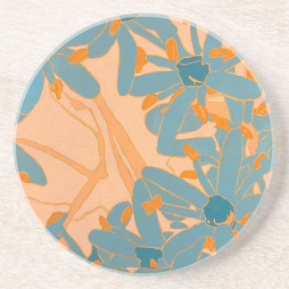 Sandstone Coaster Contemporary Leaf Design Peach