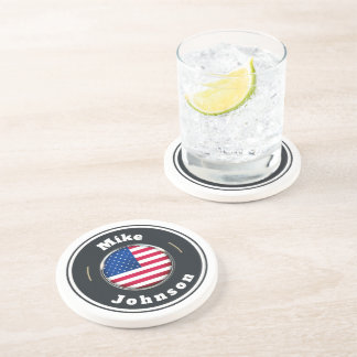 Sandstone Coaster - Custom American Flag add name