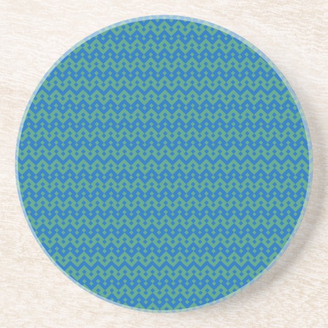 Sandstone Coaster, Emerald and Blue Geometric Coaster (Front)