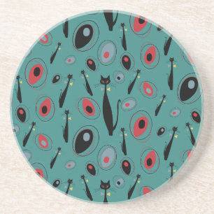 Sandstone Coaster MidCentury Modern Atomic Cats