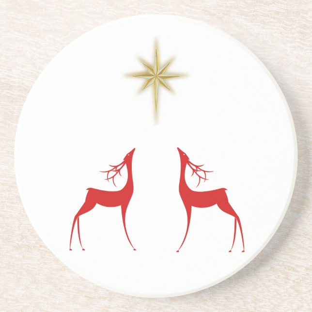 Sandstone Coaster--Red Reindeer Coaster (Front)