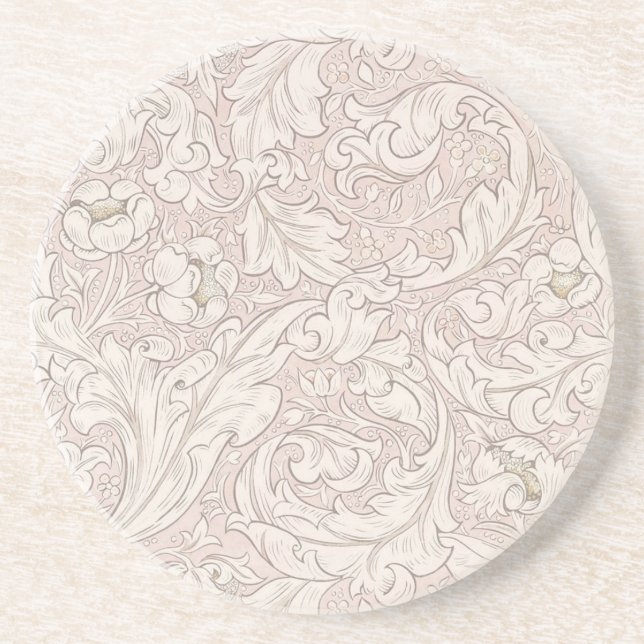SANDSTONE COASTER : WILLIAM MORRIS : FLORAL DESIGN (Front)