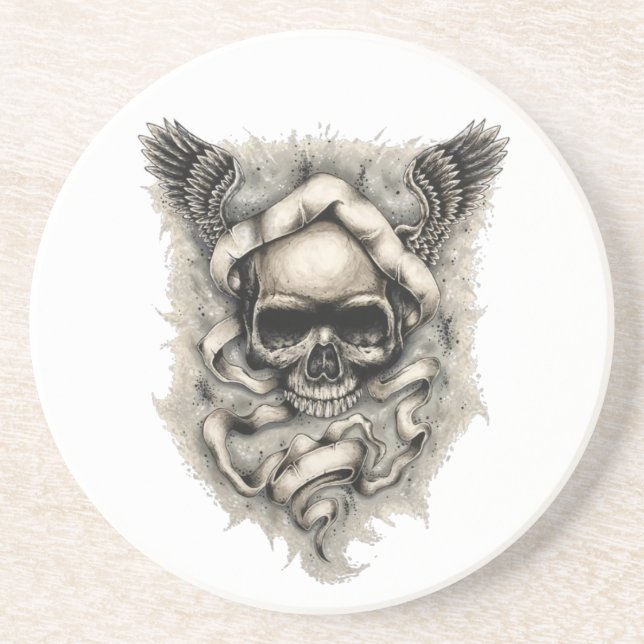 Sandstone Drink Coaster with "Wings of Destiny" (Front)