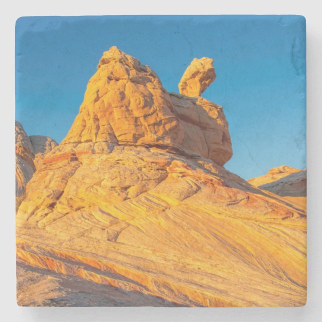 Sandstone Formations At The White Pocket 3 Stone Coaster (Front)
