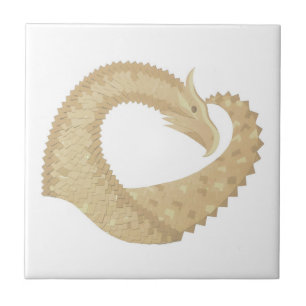 Sandstone heart dragon on white ceramic tile