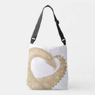 Sandstone heart dragon on white crossbody bag