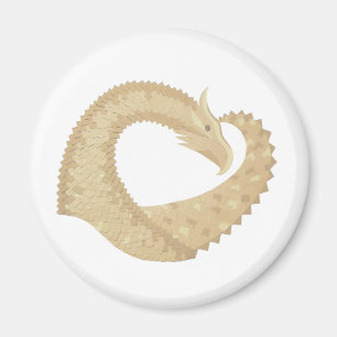 Sandstone heart dragon on white magnet