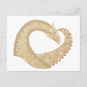Sandstone heart dragon on white postcard