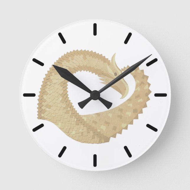 Sandstone heart dragon on white round clock (Front)