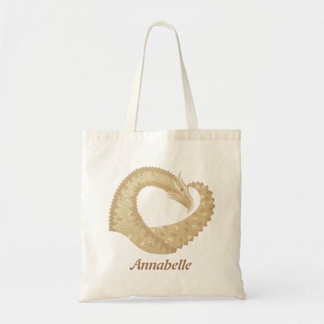 Sandstone heart dragon on white tote bag (Front)