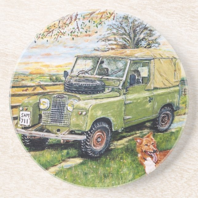 Sandstone hot drink coaster "FARM" Design (Front)