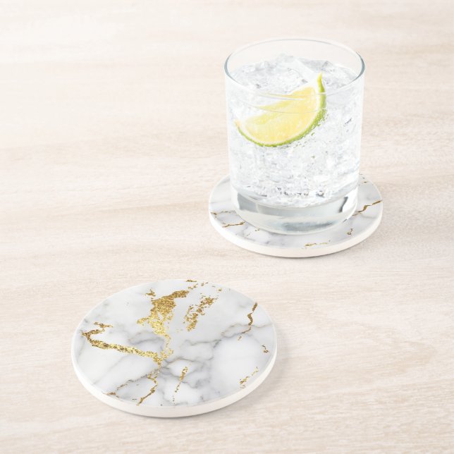 Sandstone Marble White Coaster (Side)