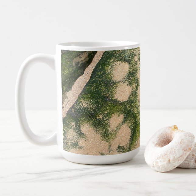 Sandstone Rock Formation with Emerald Green Moss Coffee Mug (With Donut)