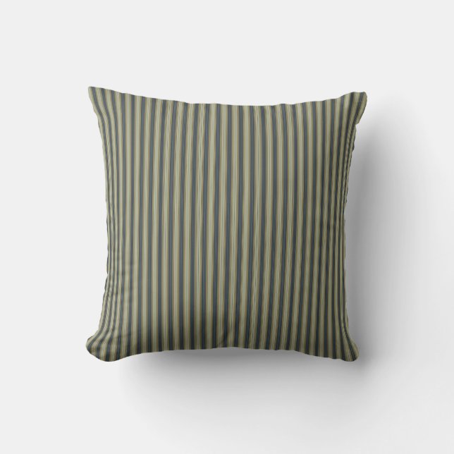 sandstone, slate blue and gold stripes cushion (Front)