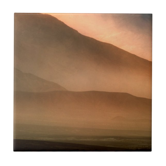 Sandstorm at Mesquite Sand Dunes, Sunset Ceramic Tile (Front)