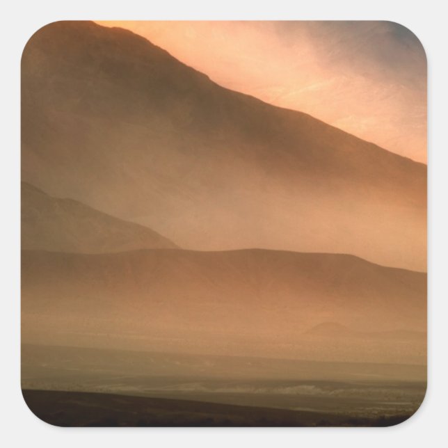 Sandstorm at Mesquite Sand Dunes, Sunset Square Sticker (Front)