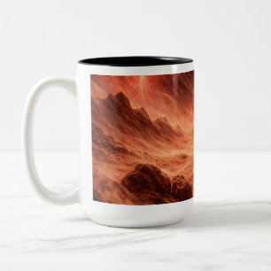 Sandstorm on Orange Planet Two-Tone Coffee Mug