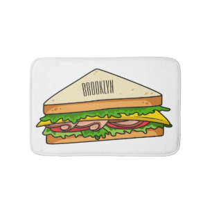 Sandwich cartoon illustration bath mat