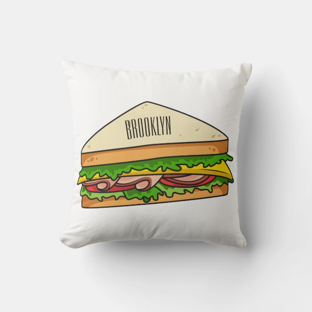 Sandwich cartoon illustration cushion (Front)