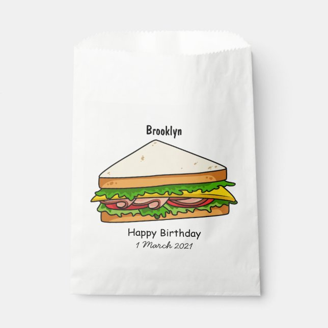 Sandwich cartoon illustration favour bag (Front)