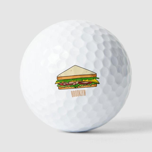 Sandwich cartoon illustration golf balls (Front)