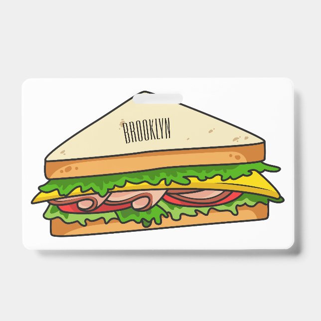 Sandwich cartoon illustration ID badge (Front)