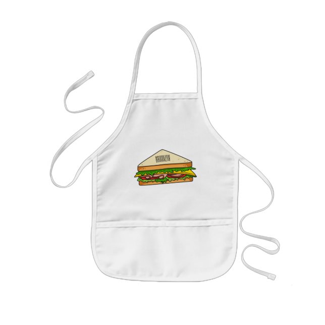 Sandwich cartoon illustration  kids apron (Front)