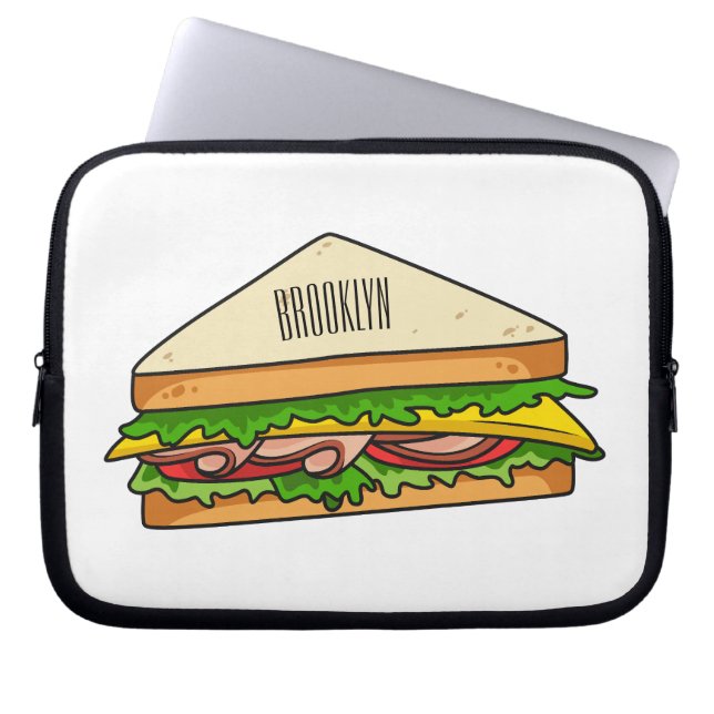 Sandwich cartoon illustration  laptop sleeve (Front)