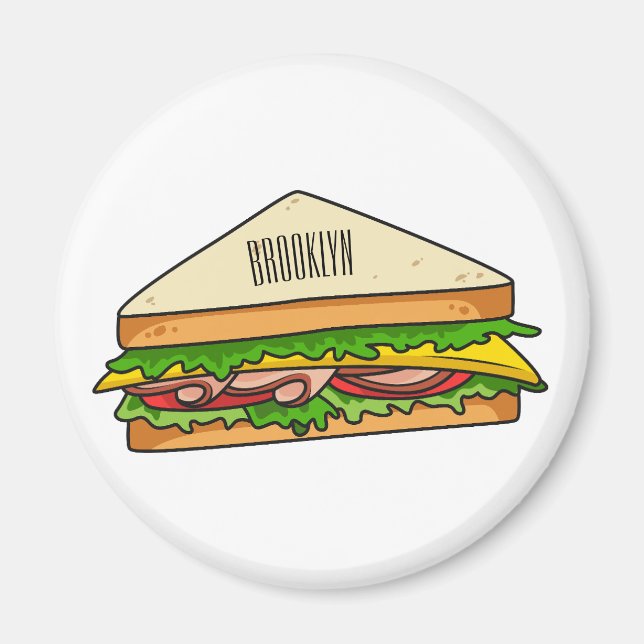 Sandwich cartoon illustration magnet (Front)