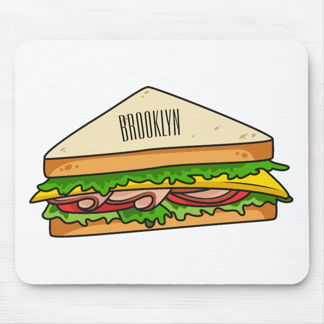 Sandwich cartoon illustration mouse pad (Front)