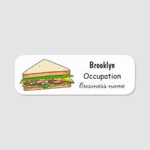Sandwich cartoon illustration name tag