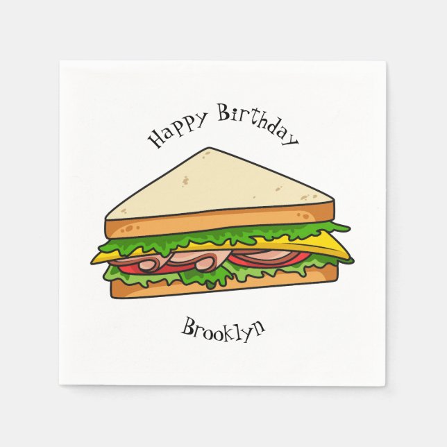 Sandwich cartoon illustration  napkin (Front)