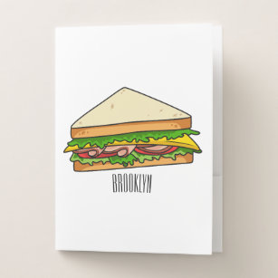 Sandwich cartoon illustration pocket folder