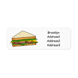Sandwich cartoon illustration return address label