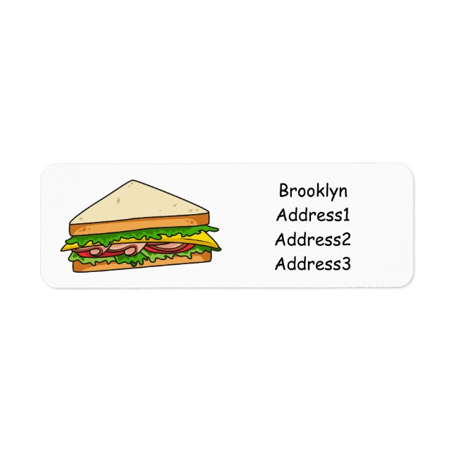Sandwich cartoon illustration return address label (Front)