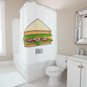 Sandwich cartoon illustration shower curtain